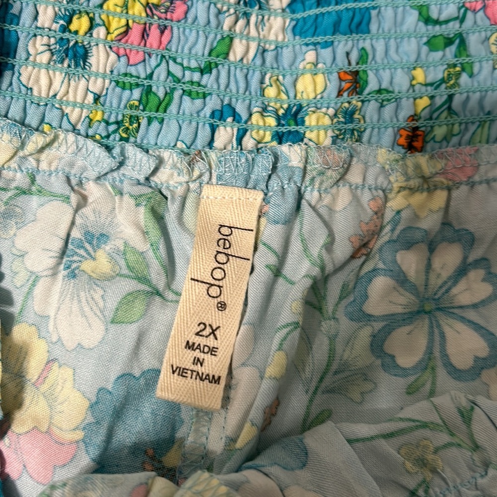 Bebop pants palazzo style rayon casual floral printed blue lounge, New XL, 2X - Picture 6 of 11